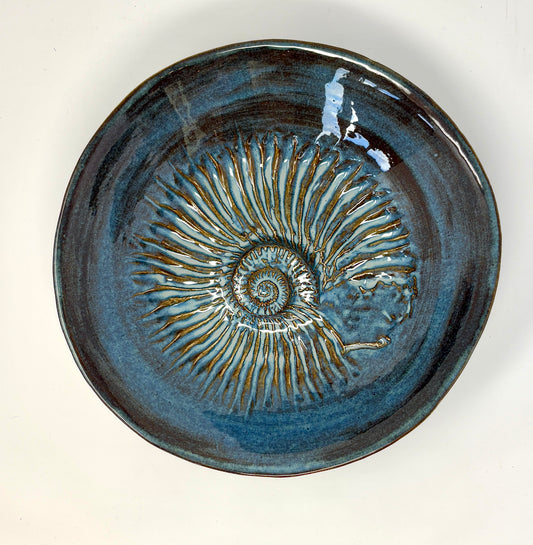 Valerie Seaberg: Blue Ammonoid Fossil Bowl