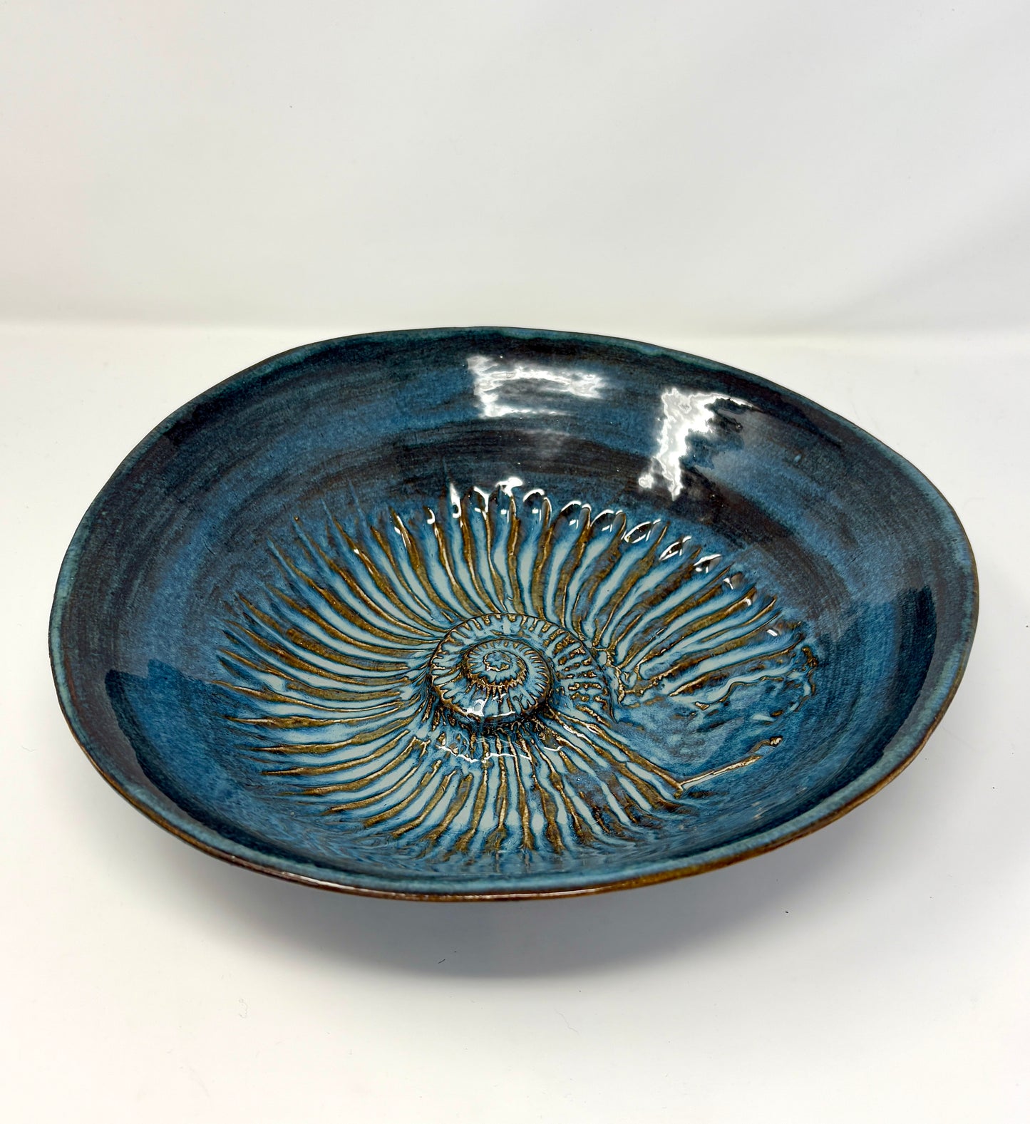 Valerie Seaberg: Blue Ammonoid Fossil Bowl