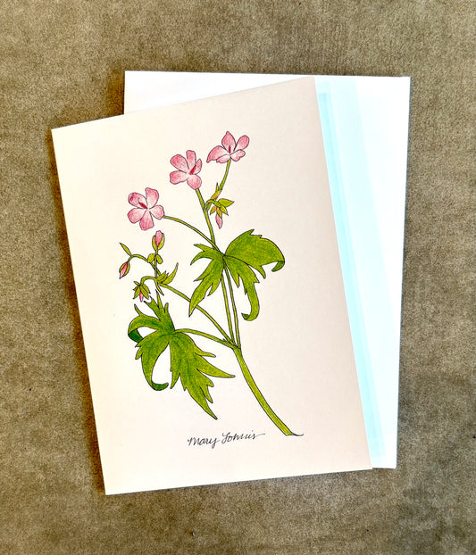 Mary Lohuis: Sticky Geranium Single Card