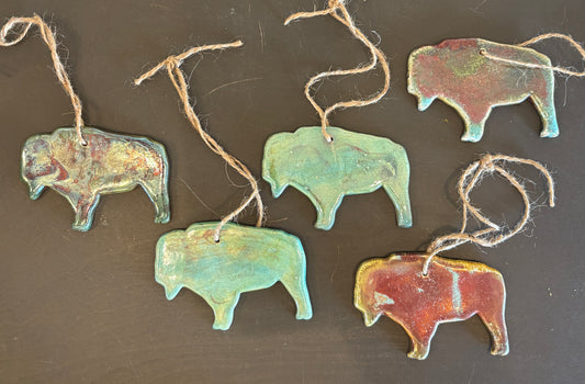 Emily Belsham Rakuscapes: Bison Ornament