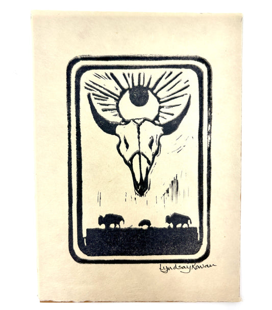 Lyndsay Rowan: MoonSun Bison Woodblock Print