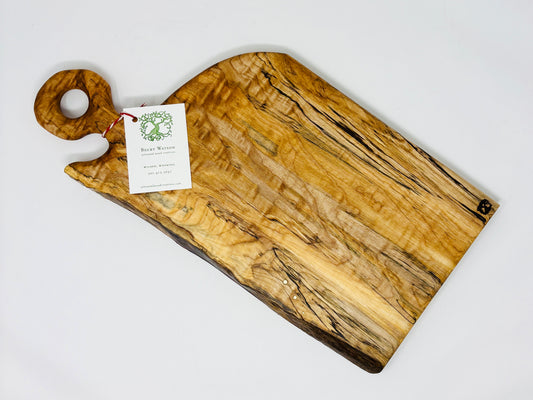 Artisanal Wood Creations: Spalted Curly Maple with Live Edge Brass pins