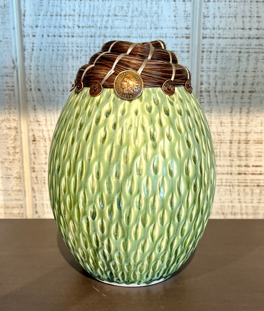 Valerie Seaberg: Med Green Horse Hair Vessel
