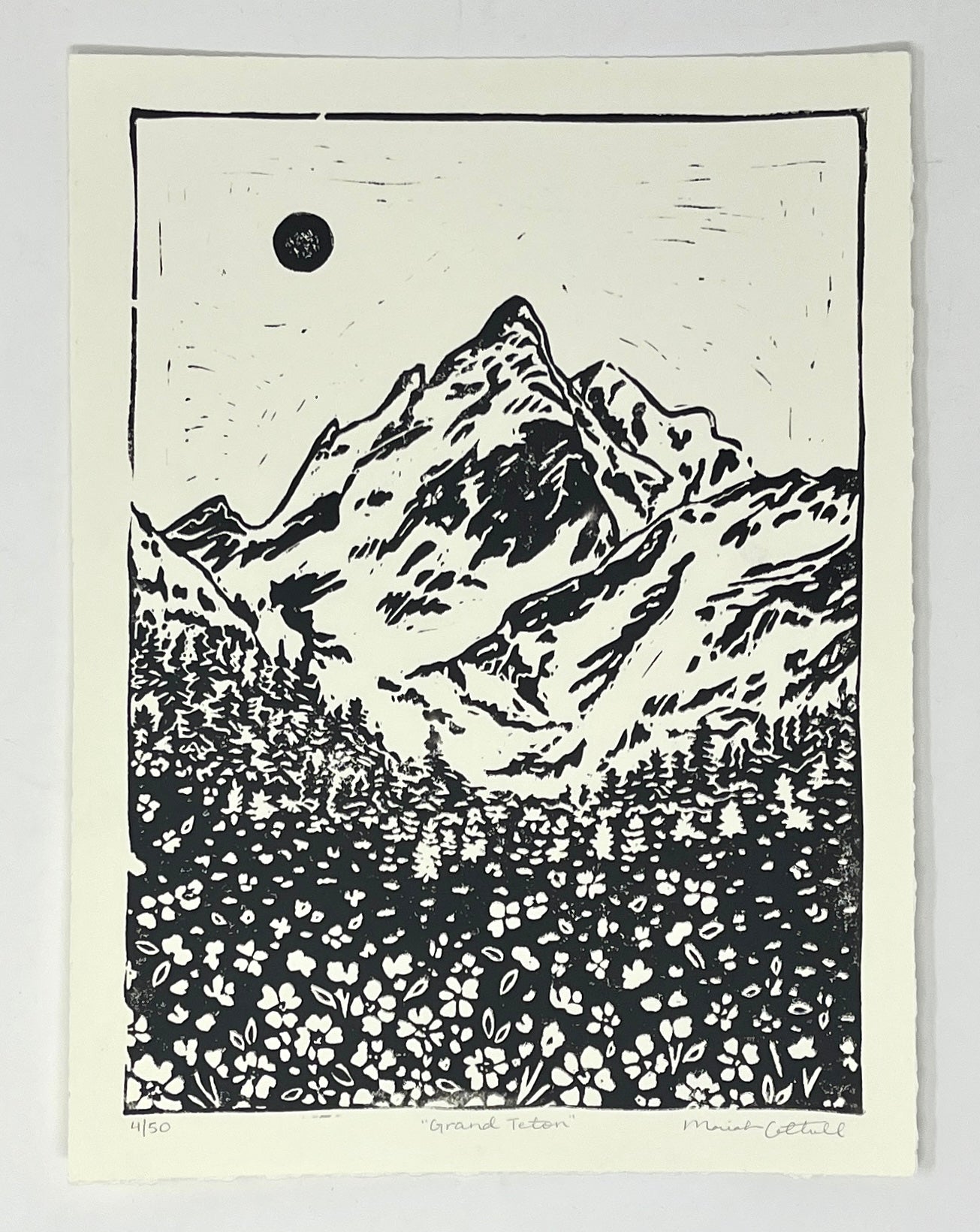 Mariah Cottrell: Grand Teton Lino Print