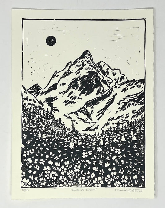 Mariah Cottrell: Grand Teton Lino Print
