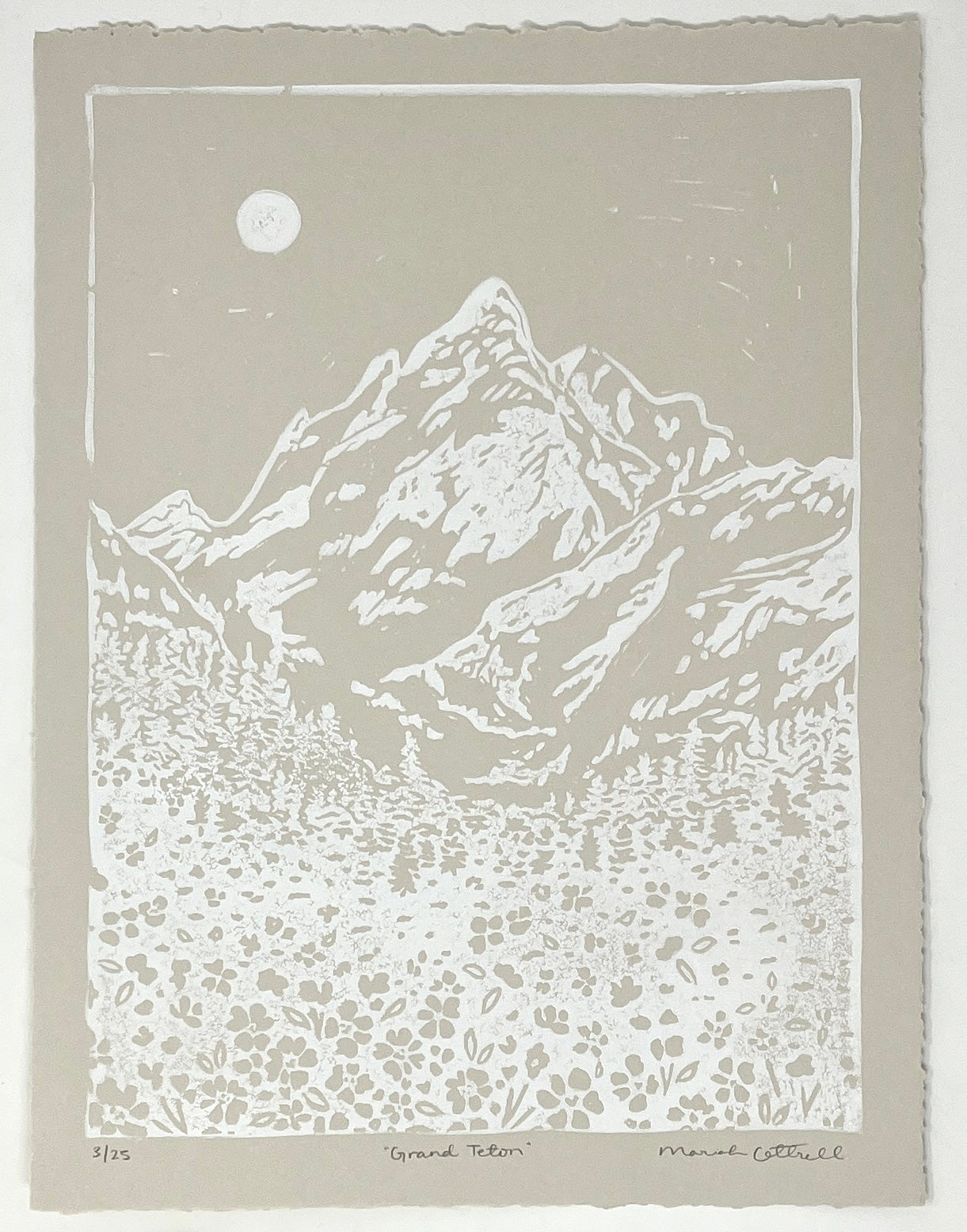 Mariah Cottrell: Grand Teton Lino Print
