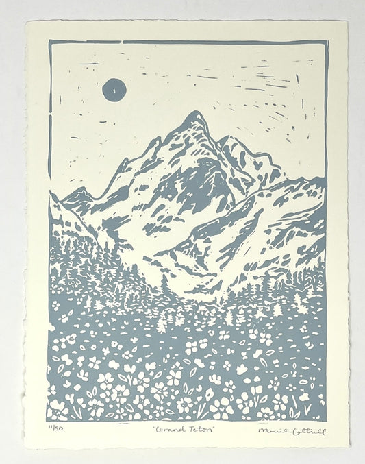 Mariah Cottrell: Grand Teton Lino Print