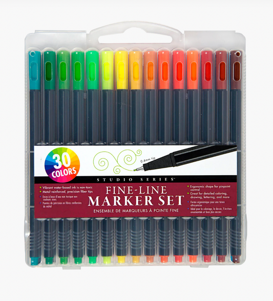Studio Series Fine-Line Marker Set (30 colors, 0.4mm tip)