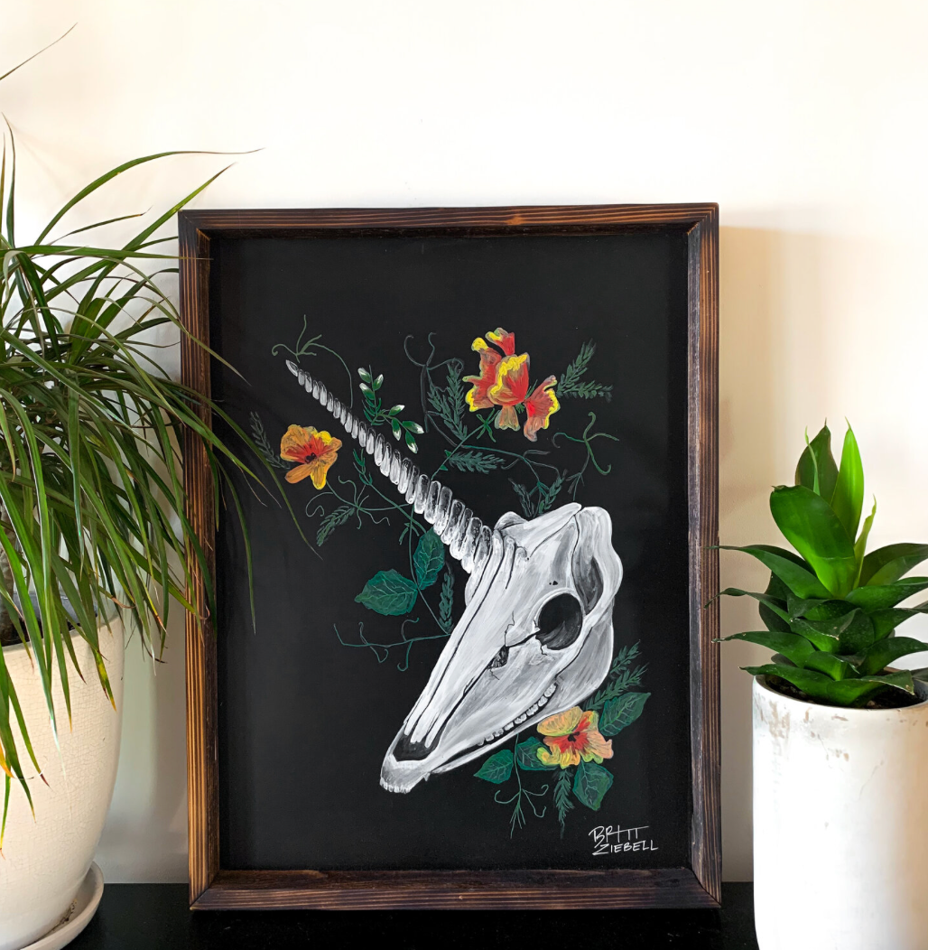 Britt Ziebell: Unicorn Skull Original
