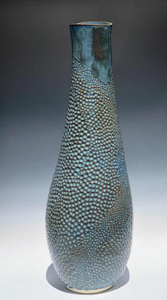 Valerie Seaberg: Large Carved Blue Vase