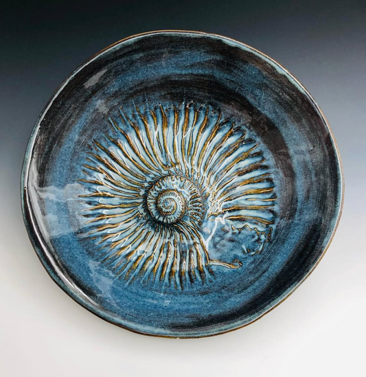 Valerie Seaberg: Blue Ammonoid Fossil Bowl