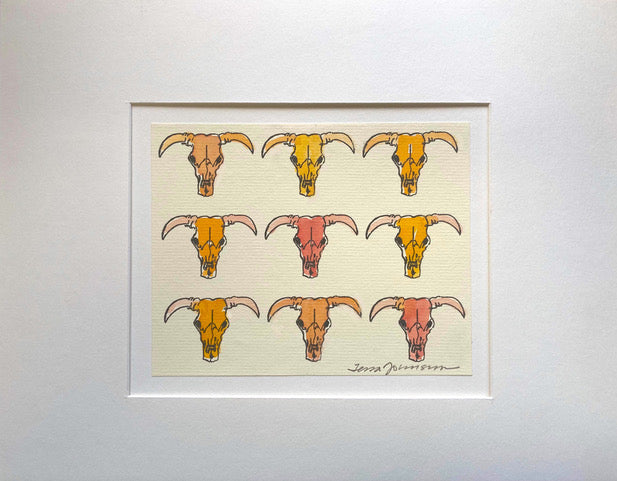 Tessa Johnson: Cow Skulls in Orange