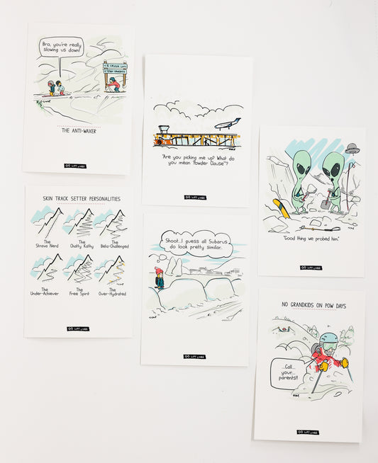 Liftlines Winter Comic Notecards