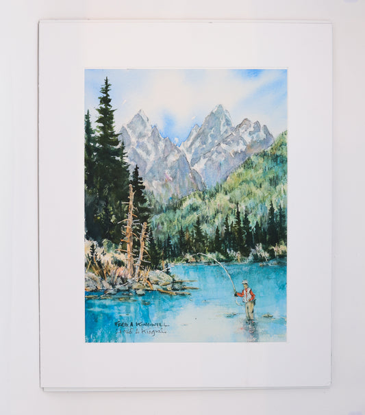 Fred Kingwill: Fisherman in Tetons Print