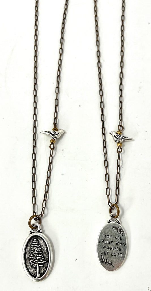 Magpie Jewelry: All Who Wander Tree Necklace