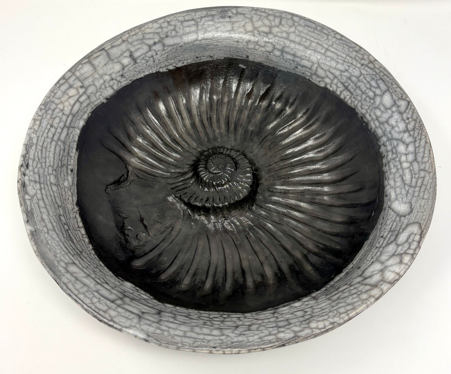 Valerie Seaberg: Naked Raku Ammonoid Fossil Bowl