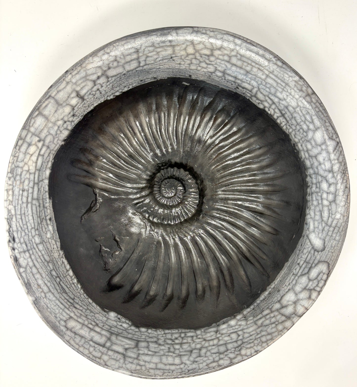 Valerie Seaberg: Naked Raku Ammonoid Fossil Bowl