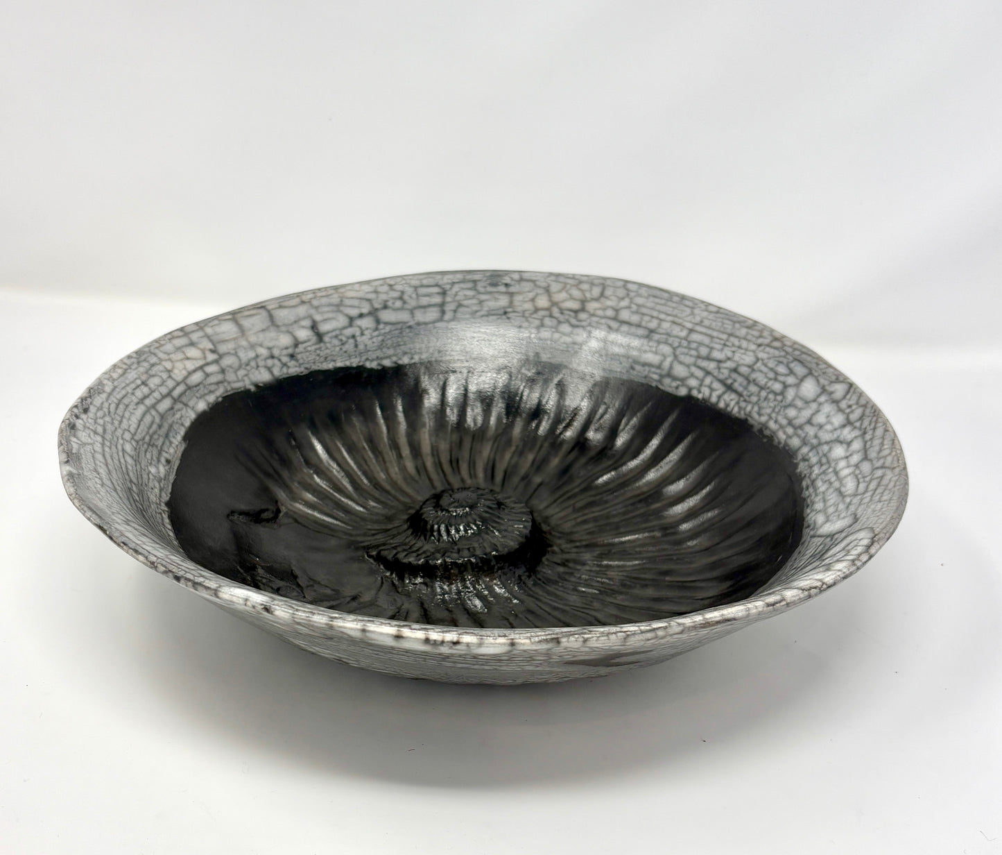 Valerie Seaberg: Naked Raku Ammonoid Fossil Bowl