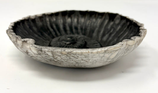 Valerie Seaberg: Small Ammoniod Raku Fossil Bowl