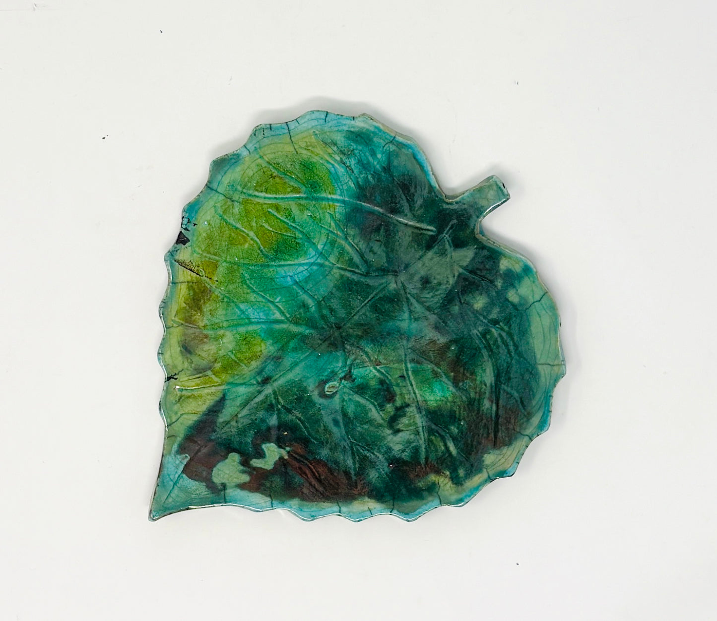 Emily Belsham Rakuscapes: Aspen Leaf Tray