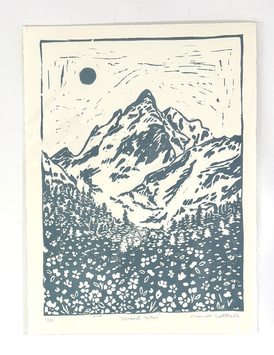 Mariah Cottrell: Grand Teton Lino Print