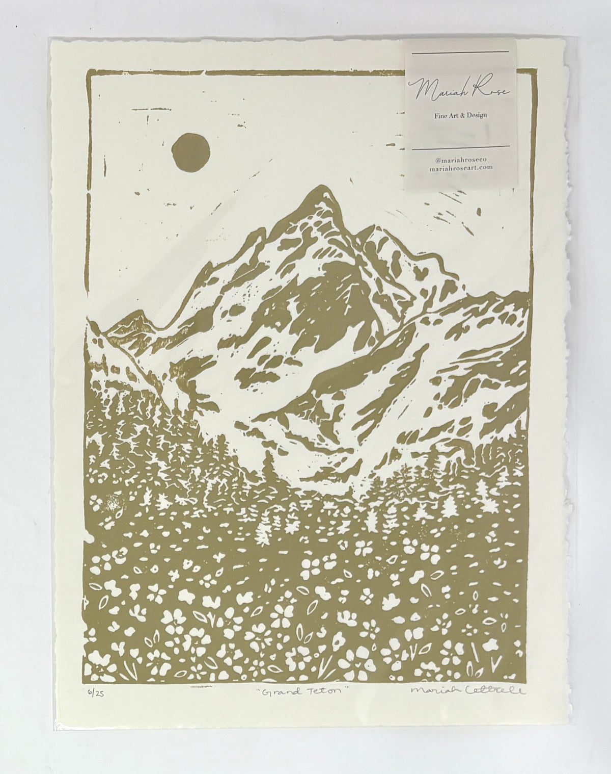 Mariah Cottrell: Grand Teton Lino Print