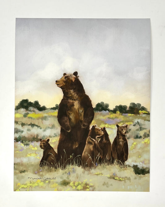 Mariah Cottrell: Grizzly 399 & Her Cubs 14 x 11 Giclee