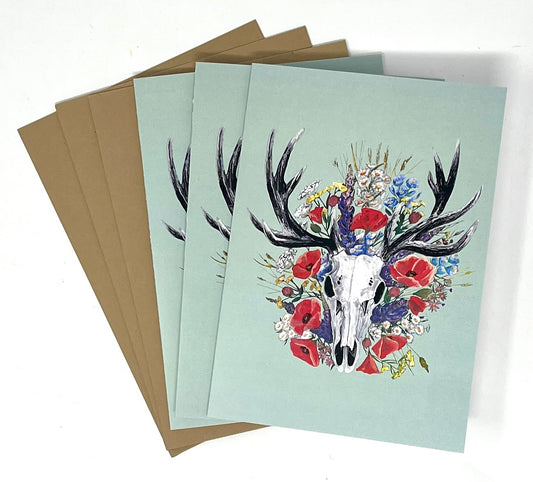 Britt Ziebell: 3-pack Elk Skull Greeting Card
