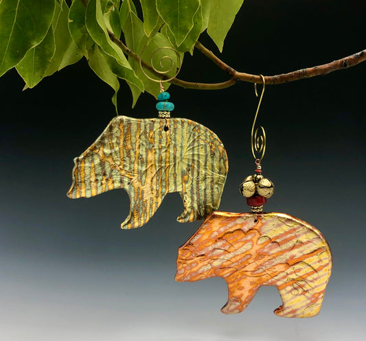 Valerie Seaberg: Gold and Copper Leaf Bear Ornaments