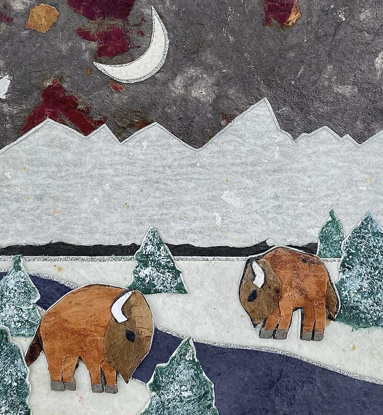 Kris Batchelder: Teton Winter Crescent Moon Bison Original