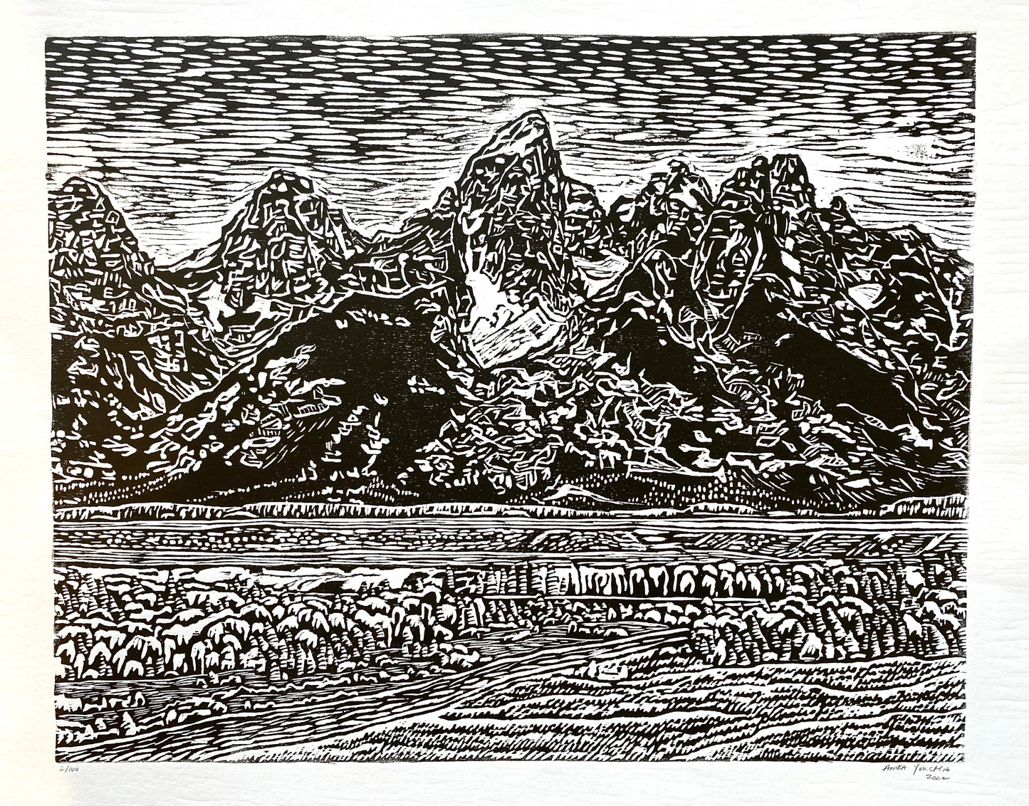 Anika Youcha: Grand Teton Woodblock Print