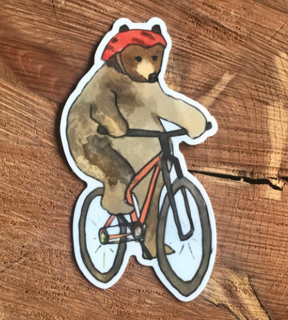 Bear on a Bike Sticker