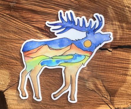 Elk Nightscape Sticker