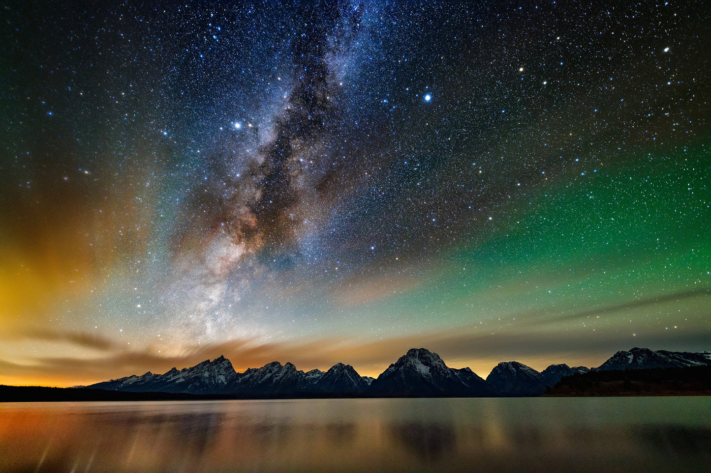 Starry Tetons (Jackson Lake) Photo